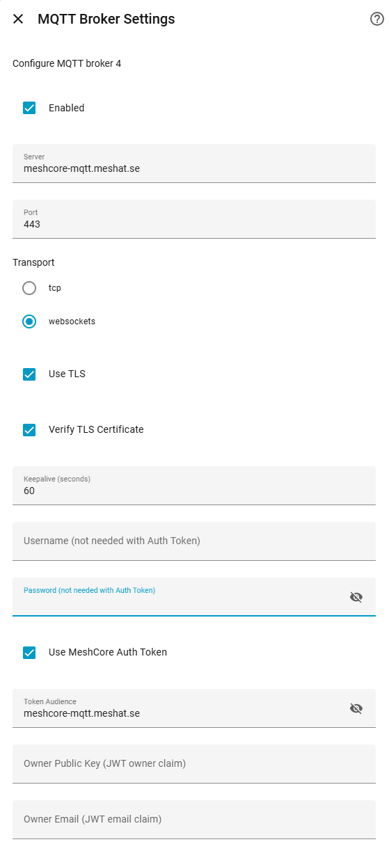 Home Assistant MQTT-inställningar för MeshCore, första delen